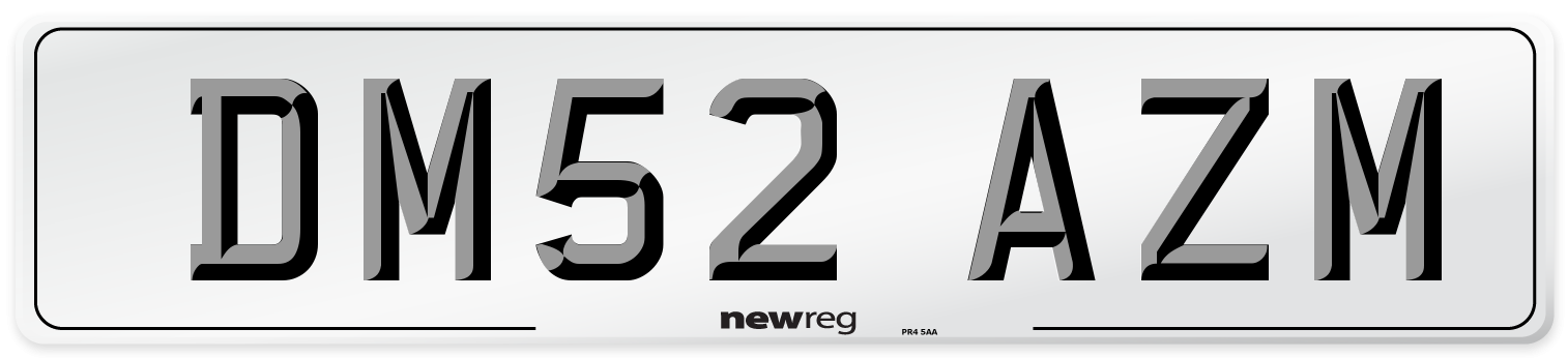 DM52 AZM Number Plate from New Reg